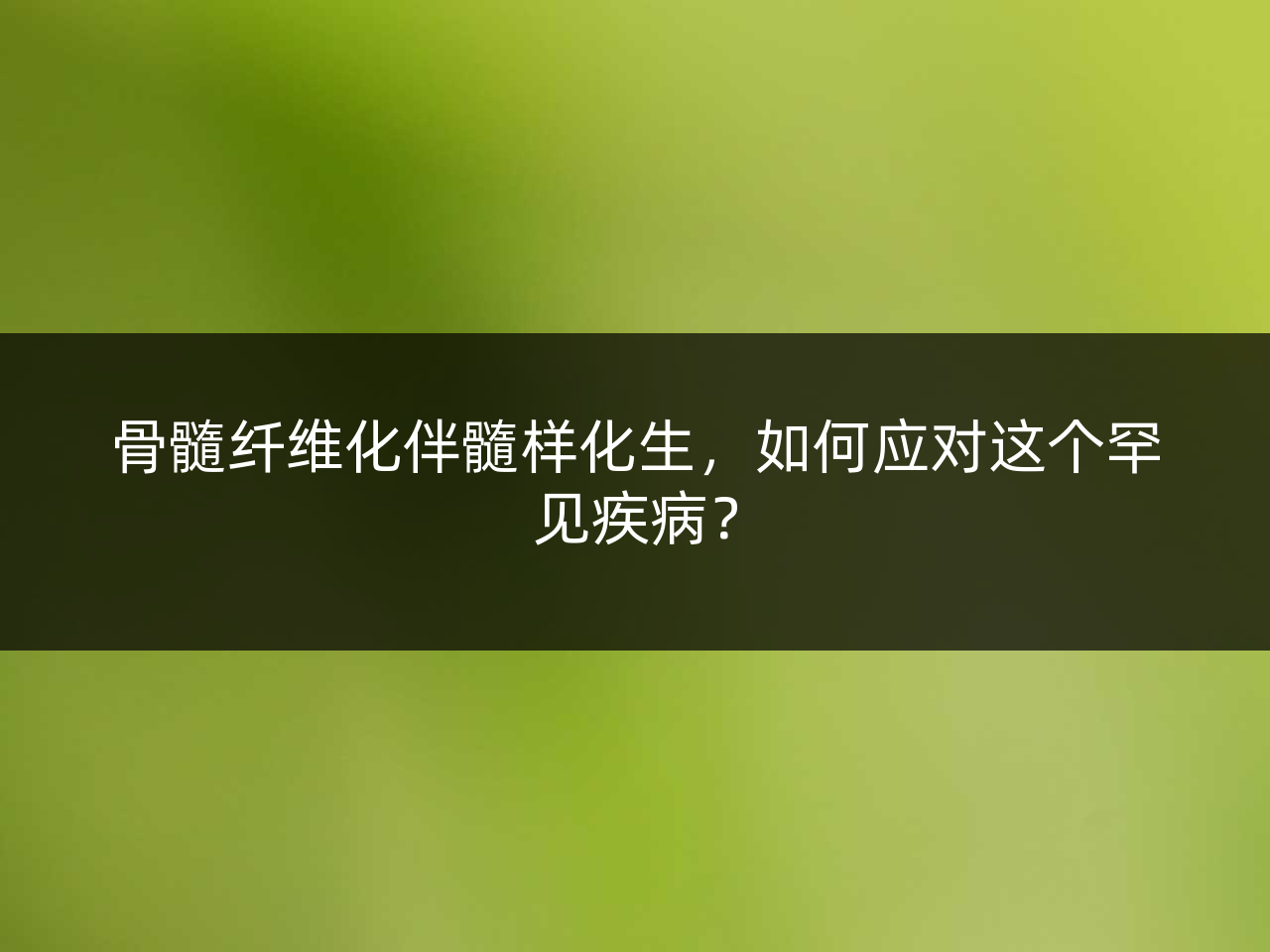 骨髓纤维化伴髓样化生,如何应对这个罕见疾病?