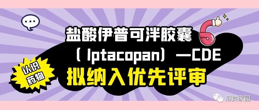 认识药物 | 盐酸伊普可泮胶囊( Iptacopan)——CDE拟纳入优先评审