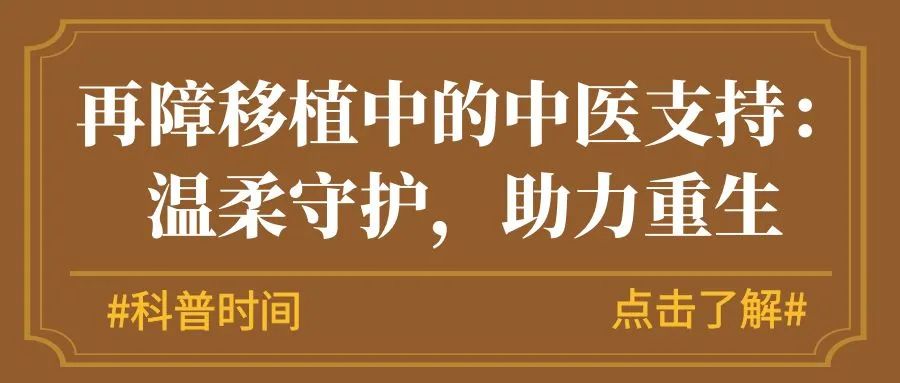 科普时间 | 再障移植中的中医支持：温柔守护，助力重生
