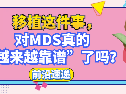 前沿速递 | 移植这件事，对MDS真的“越来越靠谱”了吗？